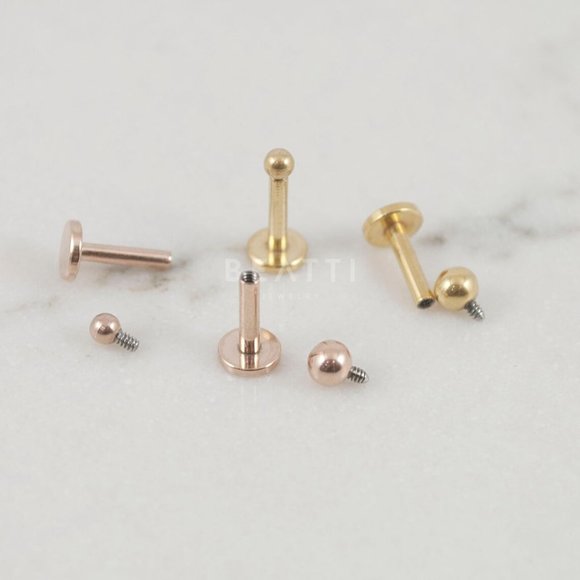 16G Labret, Gold Titanium Surgical Steel Ball, Tragus Earring, Forward Helix~NEW - Picture 2 of 4